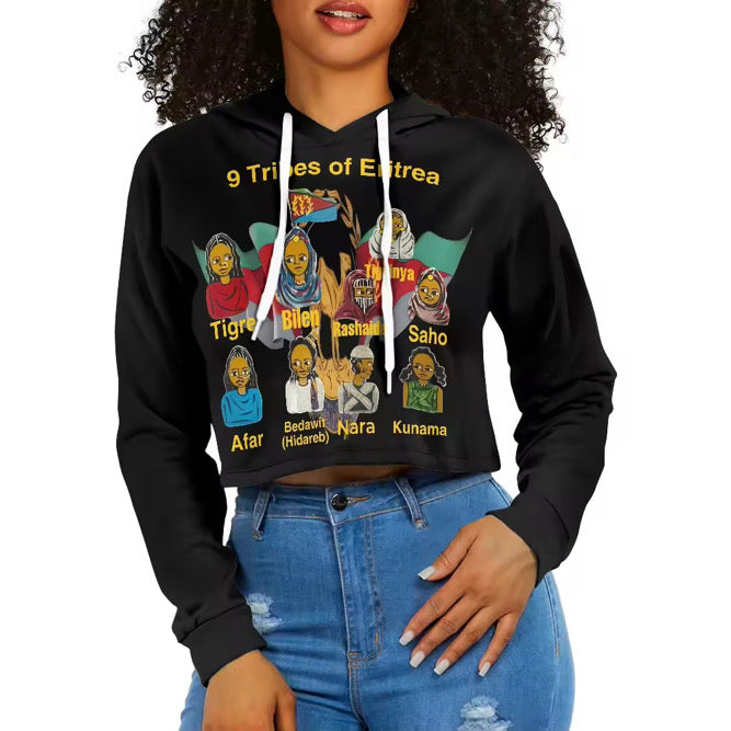 9 tribes crop hoodie